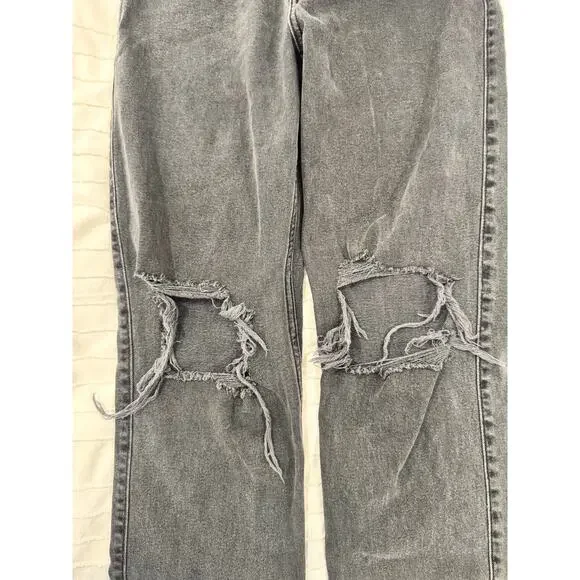 Hollister Dad Jeans Women's 2R W26R Black Distressed Y2K Grunge Skater Baddie - Picture 5 of 16